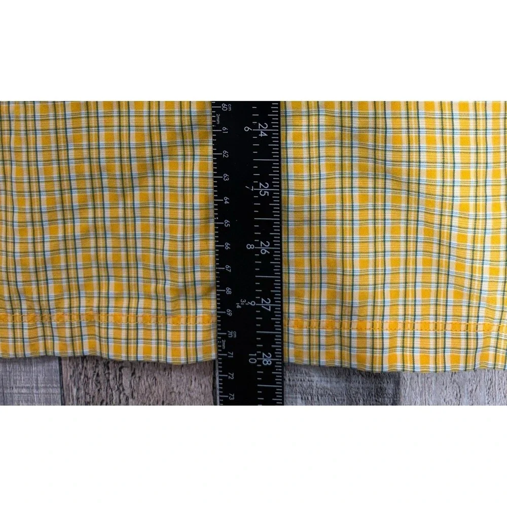 The North Face Button Up Shirt Mens Medium Yellow Plaid Short Sleeve Hiking